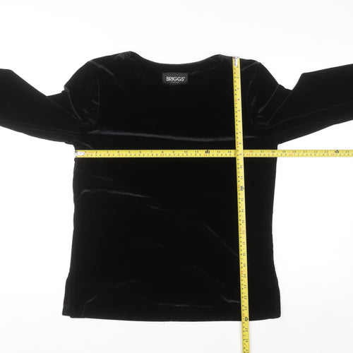 Briggs Women’s Black Petite Velvet Long Sleeve Blouse Size S