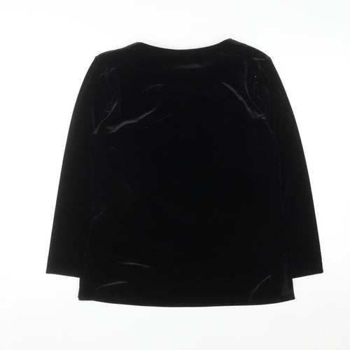 Briggs Women’s Black Petite Velvet Long Sleeve Blouse Size S