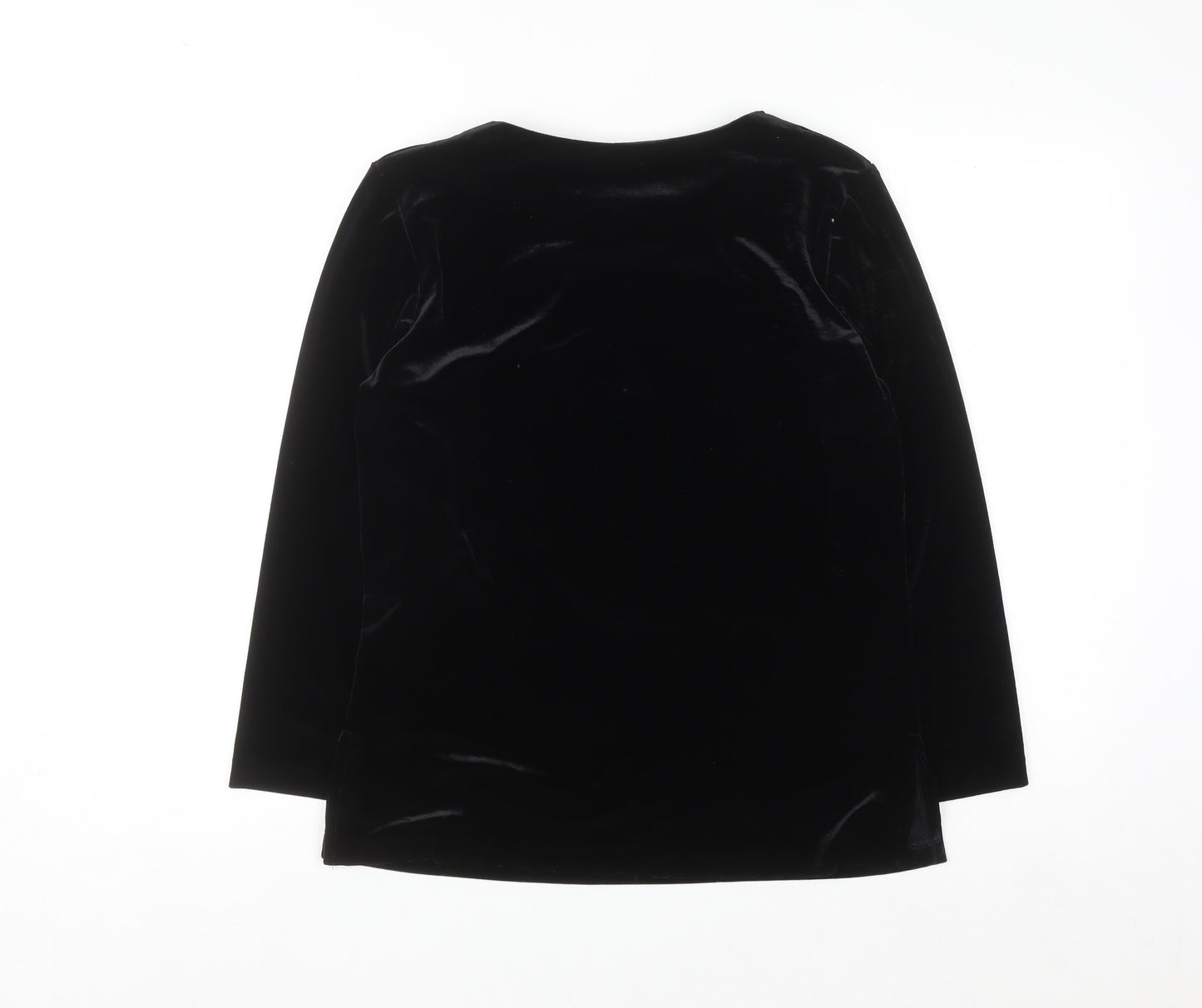 Briggs Women’s Black Petite Velvet Long Sleeve Blouse Size S