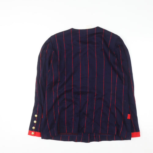 California Girl by Dorothy Samuel Navy Red Striped Jacket Women Size 14 Classic Long Sleeve Blazer