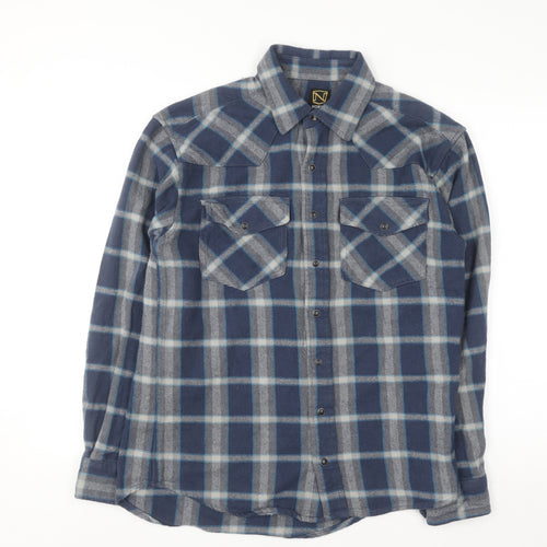 Noble Outfitters Men's Blue Check Flannel Cotton Long Sleeve Shirt M