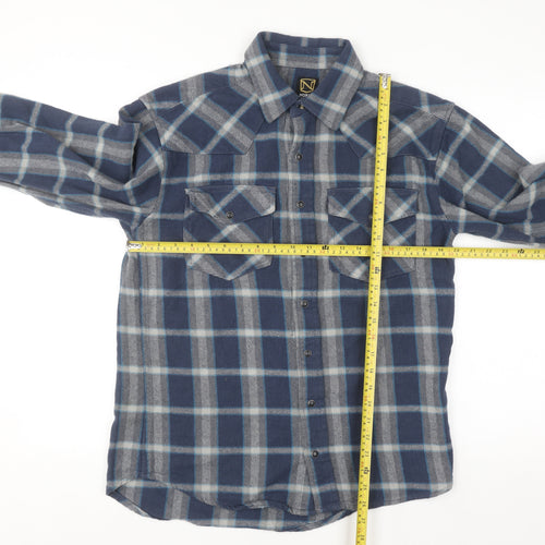 Noble Outfitters Men's Blue Check Flannel Cotton Long Sleeve Shirt M