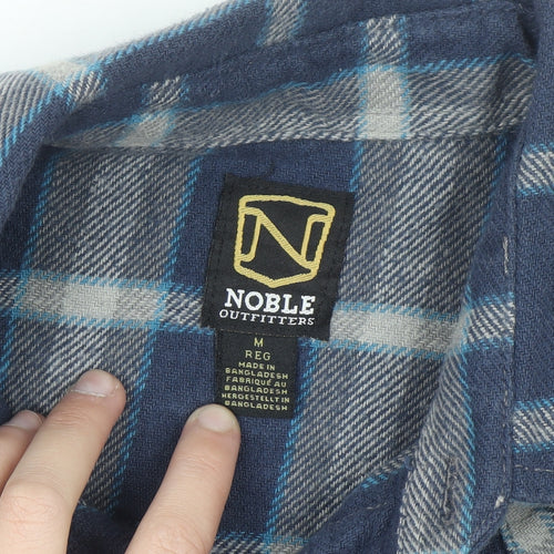 Noble Outfitters Men's Blue Check Flannel Cotton Long Sleeve Shirt M