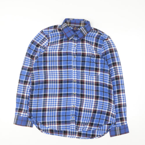Beyond Retro Men's Blue Plaid Flannel Button-Up Shirt S