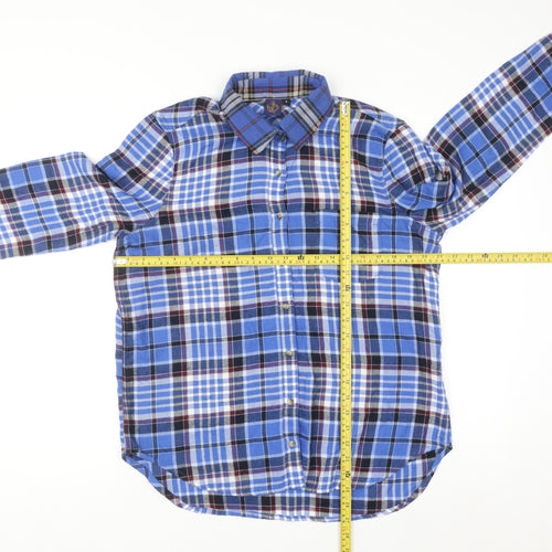Beyond Retro Men's Blue Plaid Flannel Button-Up Shirt S