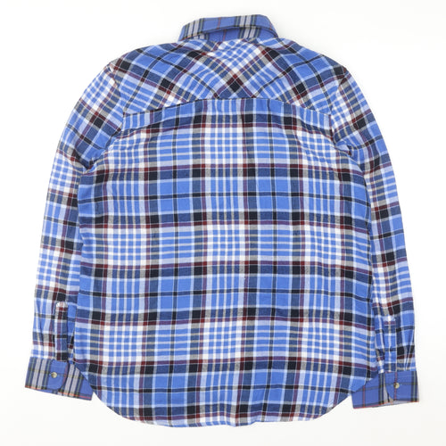 Beyond Retro Men's Blue Plaid Flannel Button-Up Shirt S