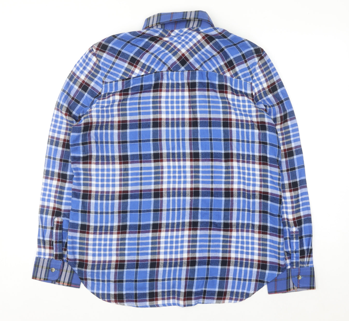 Beyond Retro Men's Blue Plaid Flannel Button-Up Shirt S