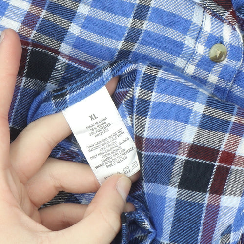 Beyond Retro Men's Blue Plaid Flannel Button-Up Shirt S