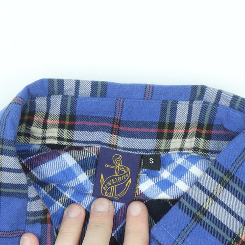 Beyond Retro Men's Blue Plaid Flannel Button-Up Shirt S