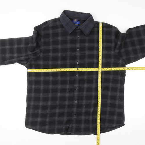 APT.9 Men's Black Check Long Sleeve Button-Up Shirt 2XL Regular Fit