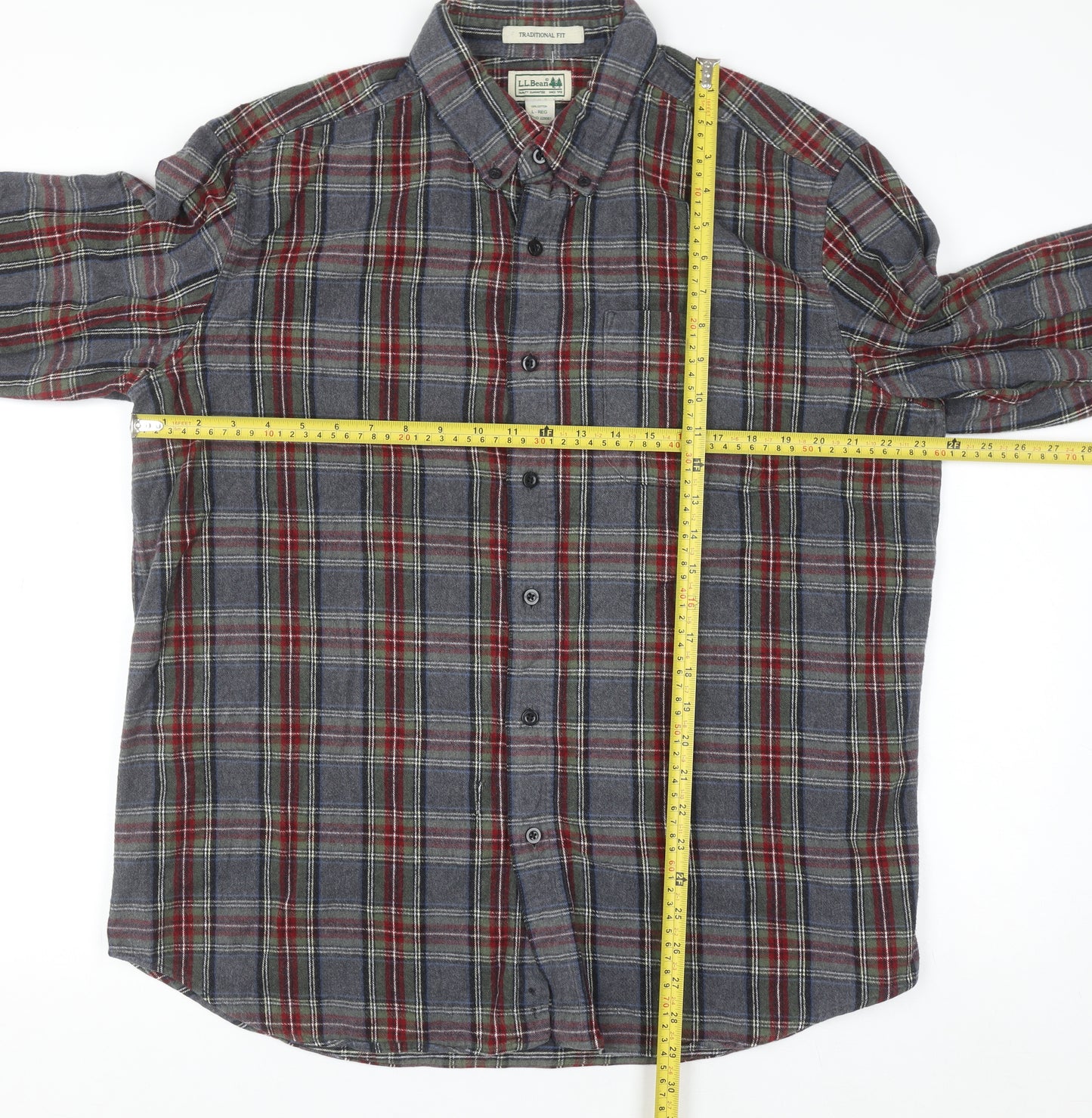 L.L.Bean Men's Multicoloured Plaid Flannel Shirt L Classic Fit