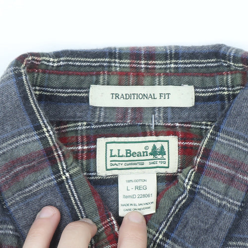 L.L.Bean Men's Multicoloured Plaid Flannel Shirt L Classic Fit