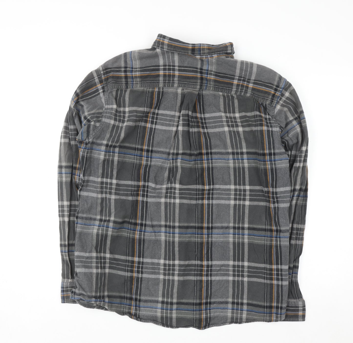 Eddie Bauer Men's Grey Checked Flannel Button-Up Shirt L Classic Fit