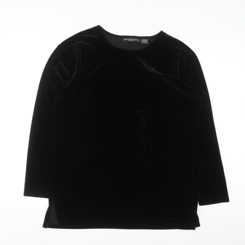 Impressions Lifestyle Women’s Black Velvet Long Sleeve Blouse Size S