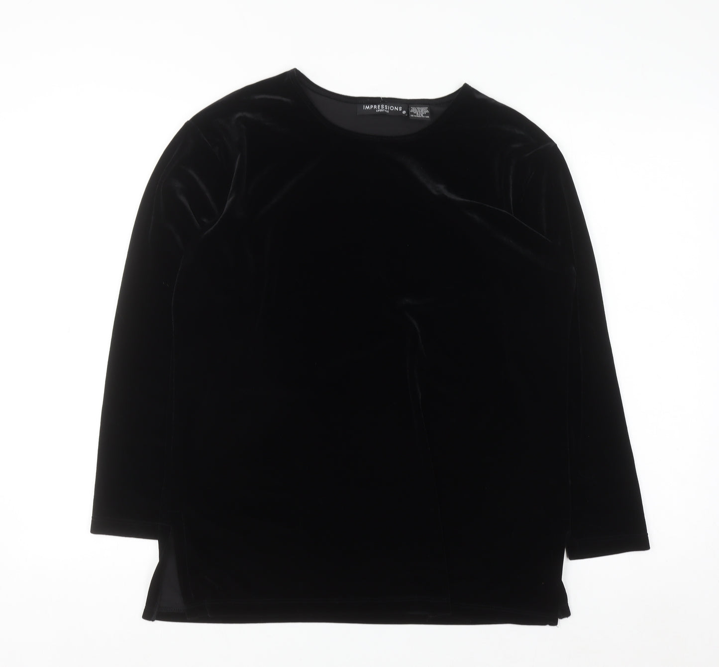 Impressions Lifestyle Women’s Black Velvet Long Sleeve Blouse Size S