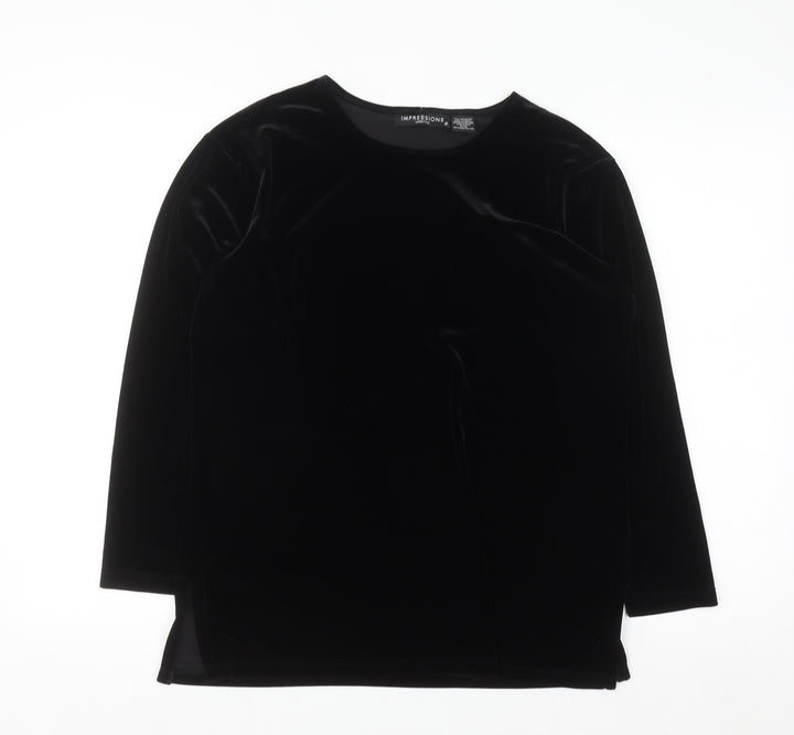 Impressions Lifestyle Women’s Black Velvet Long Sleeve Blouse Size S