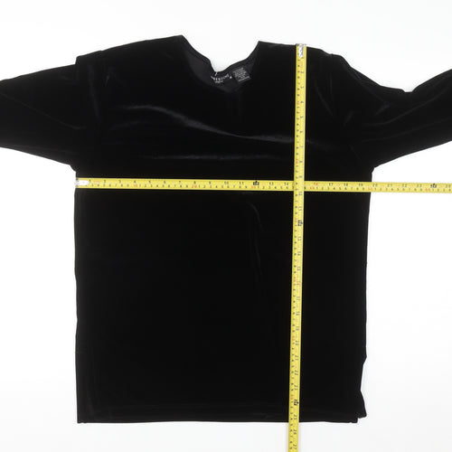 Impressions Lifestyle Women’s Black Velvet Long Sleeve Blouse Size S