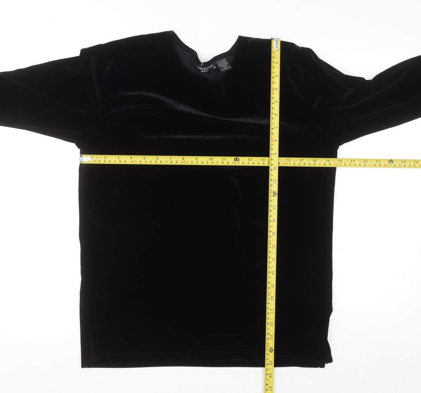 Impressions Lifestyle Women’s Black Velvet Long Sleeve Blouse Size S