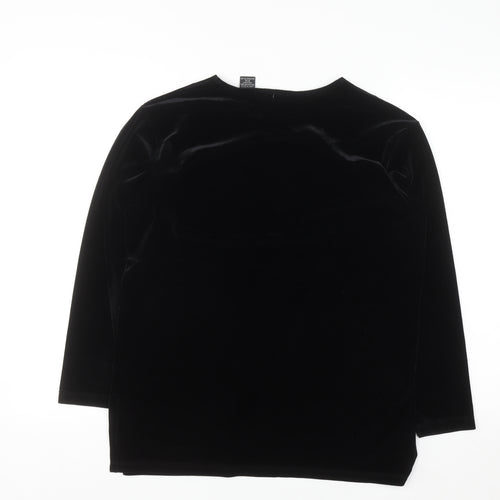 Impressions Lifestyle Women’s Black Velvet Long Sleeve Blouse Size S