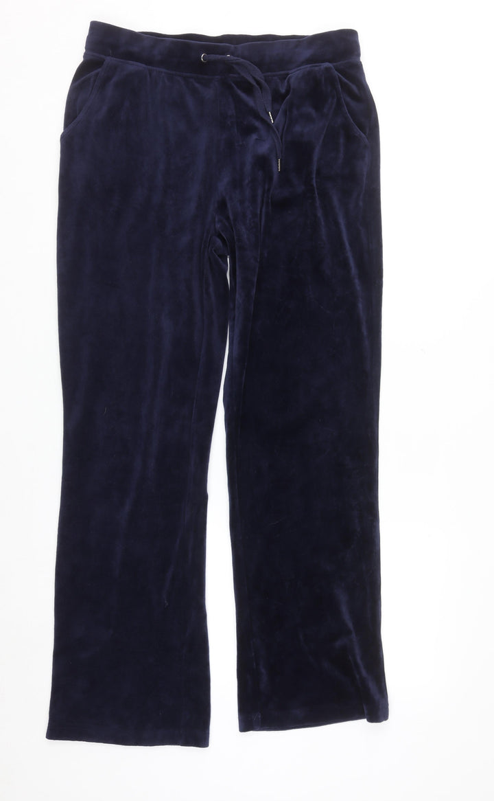 Gloria Vanderbilt Women's Blue Velour Straight Leg Sweatpants M