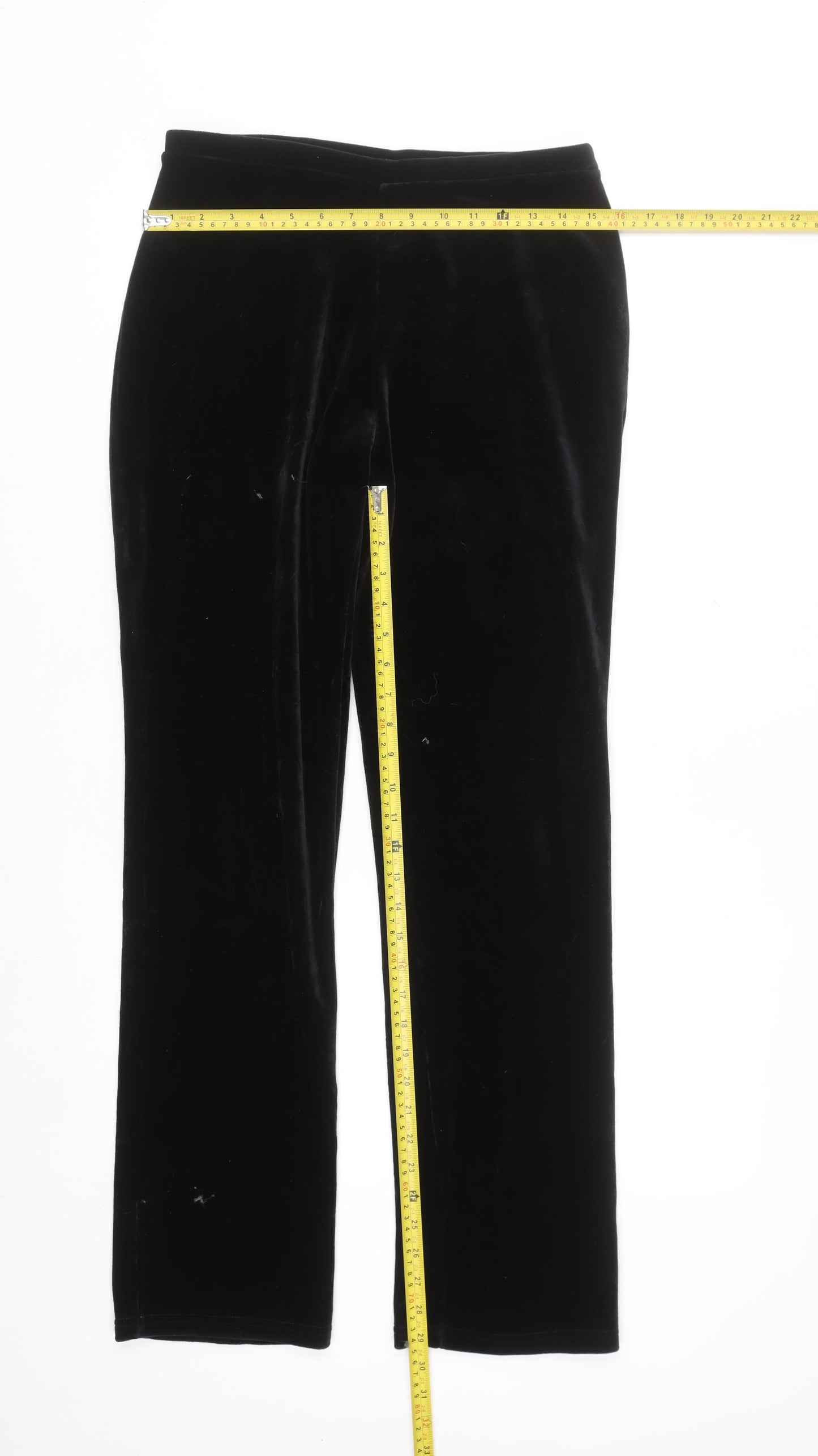 Express Tricot Womens Black Velvet Stretch Straight Trousers M