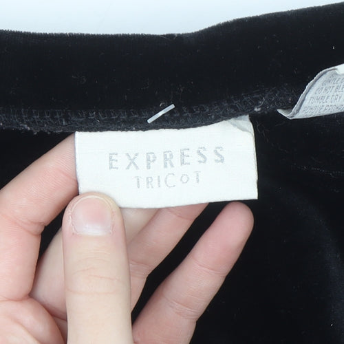 Express Tricot Womens Black Velvet Stretch Straight Trousers M