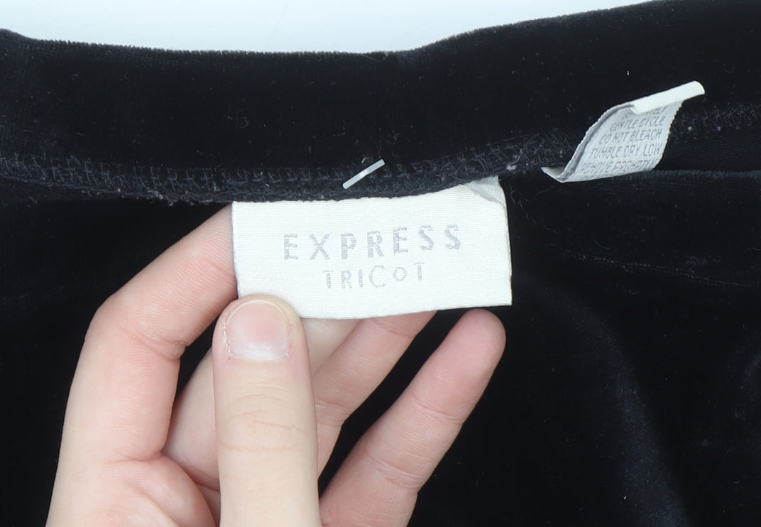 Express Tricot Womens Black Velvet Stretch Straight Trousers M