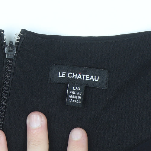 Le Chateau Women Black L Bodycon Ruched Short Dress