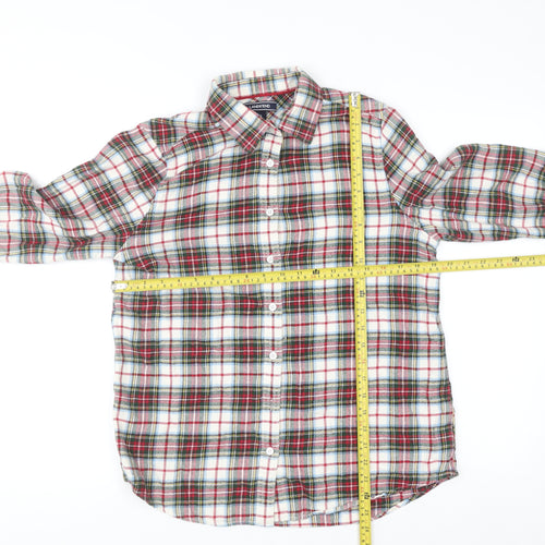 Lands' End Womens Multicoloured Plaid Flannel Button-Up Shirt Size 10