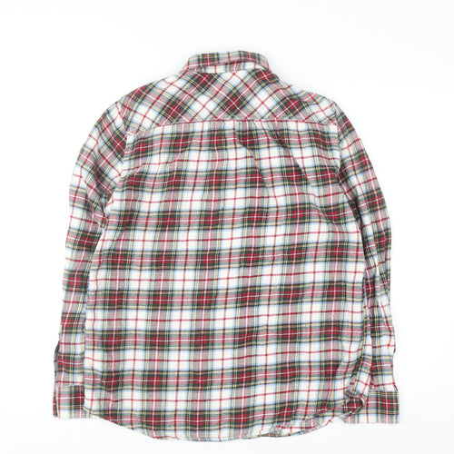 Lands' End Womens Multicoloured Plaid Flannel Button-Up Shirt Size 10