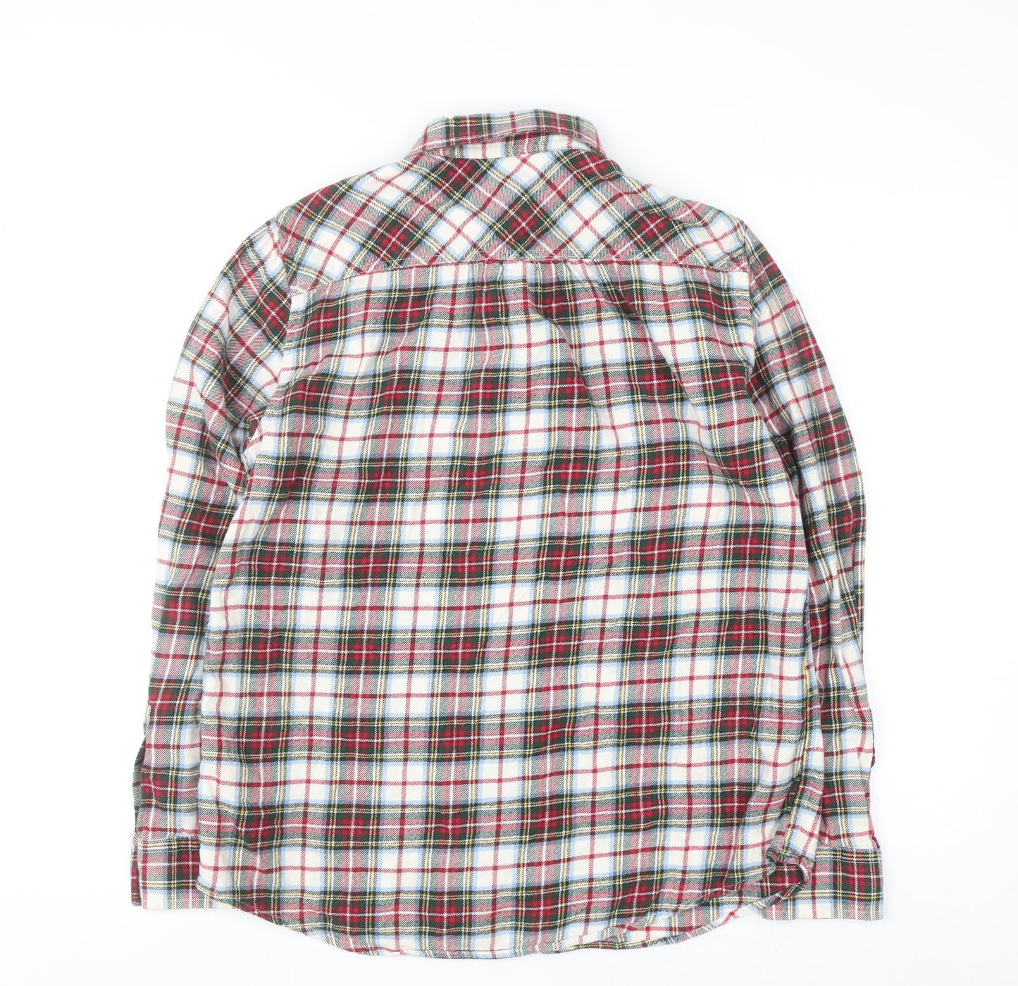 Lands' End Womens Multicoloured Plaid Flannel Button-Up Shirt Size 10