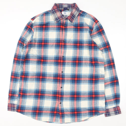 Old Navy Women Multicoloured Plaid Flannel Button-Up Shirt XL Tall