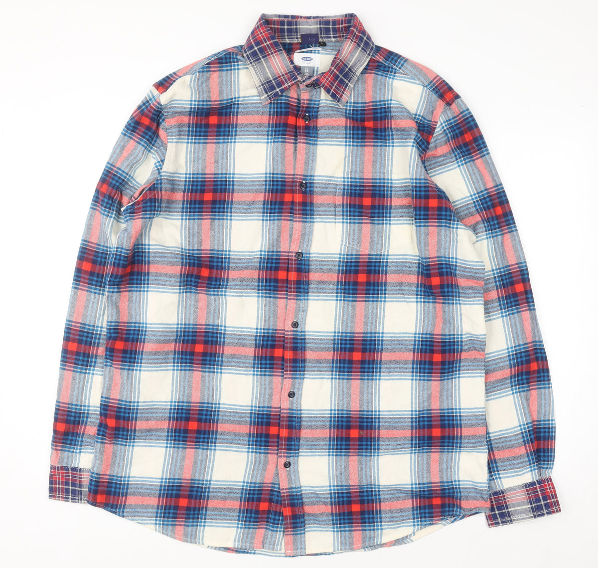 Old Navy Women Multicoloured Plaid Flannel Button-Up Shirt XL Tall