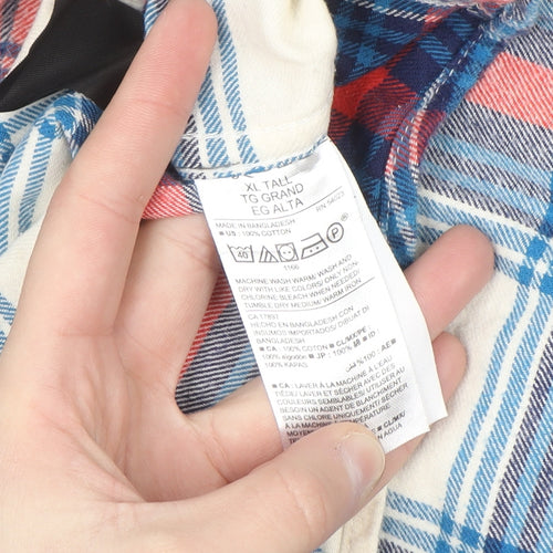 Old Navy Women Multicoloured Plaid Flannel Button-Up Shirt XL Tall