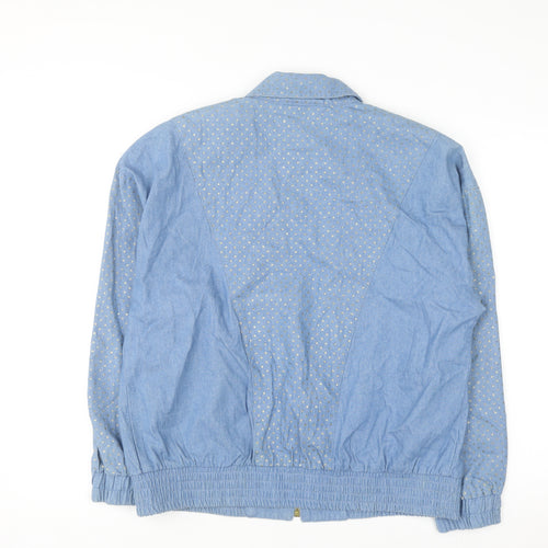 City Girl by Nancy Bolen Women’s Blue Embroidered Cotton Bomber Jacket Size 10