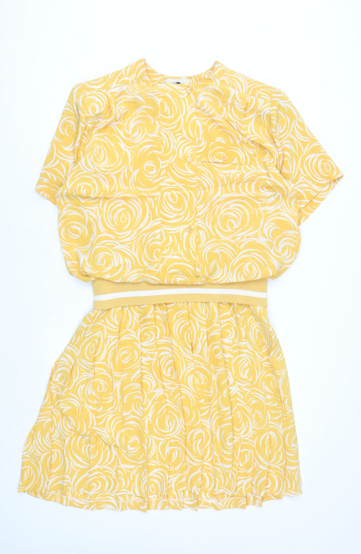 Lori Ann Women’s Yellow Floral Fit & Flare Vintage Dress Size 12