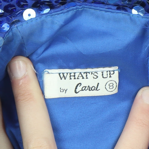 What's Up by Carol Women's Blue Sequin Strapless Mermaid Ruffle Dress Size 8