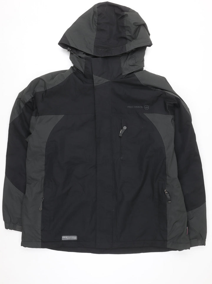 Free Country Men's Black XL Hooded Waterproof Parka Jacket
