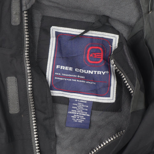 Free Country Men's Black XL Hooded Waterproof Parka Jacket