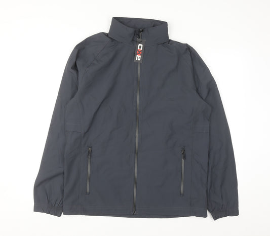 CX2 Men's Grey Windbreaker Jacket Medium Full Zip Lightweight