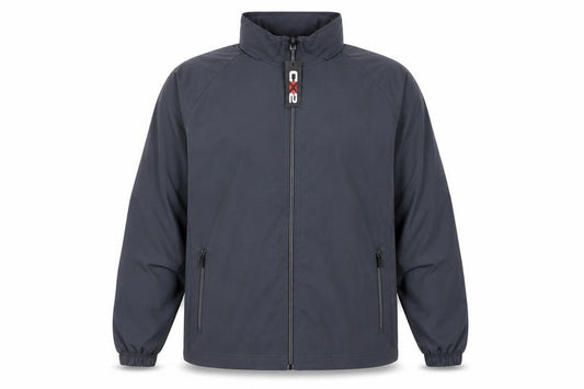 Front view of CX2 Men's Grey Windbreaker Jacket Medium Full Zip Lightweight