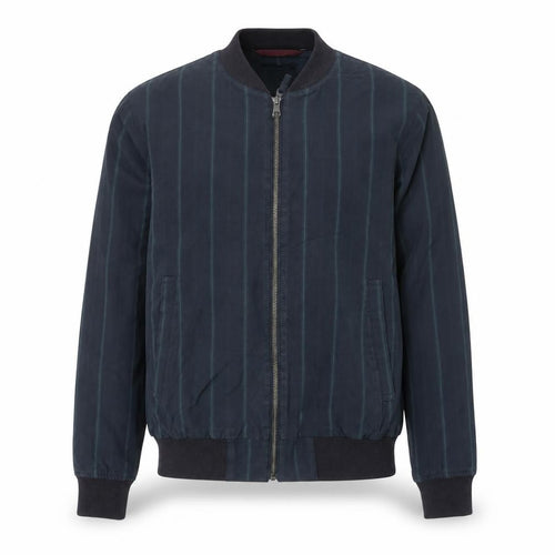 Bonobos Men's Blue Striped Bomber Jacket Size S Cotton Twill Zip Casual