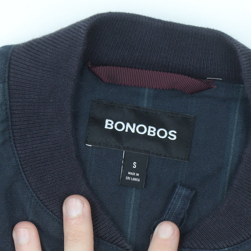 Bonobos Men's Blue Striped Bomber Jacket Size S Cotton Twill Zip Casual