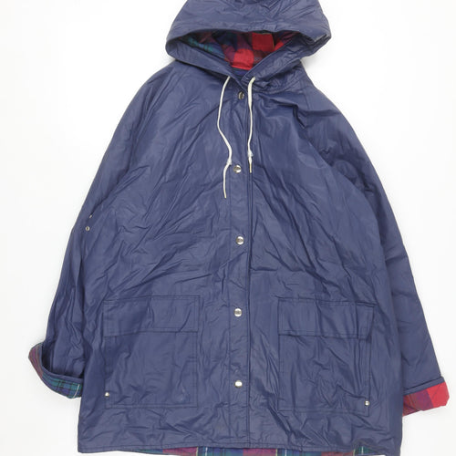 Sailmaker Men’s Blue L Hooded Waterproof Rain Coat Jacket PVC Lined