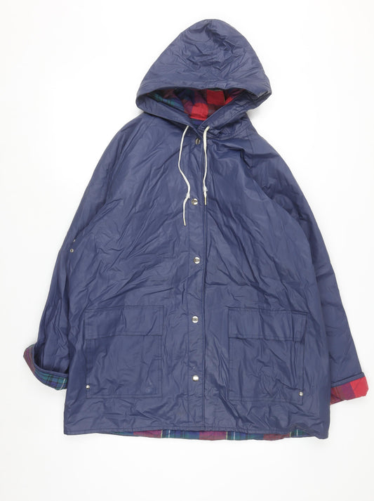 Sailmaker Men’s Blue L Hooded Waterproof Rain Coat Jacket PVC Lined