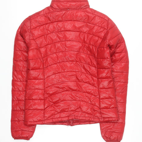 Suzy Shier Women Red Puffer Jacket S Quilted Lightweight Zip Up