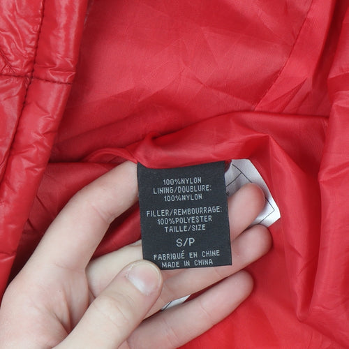 Suzy Shier Women Red Puffer Jacket S Quilted Lightweight Zip Up
