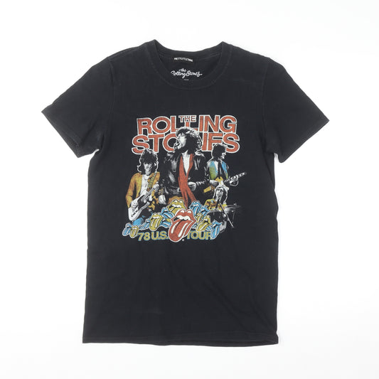 PrettyLittleThing Womens Black Rolling Stones T-Shirt Size M