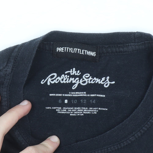 PrettyLittleThing Womens Black Rolling Stones T-Shirt Size M