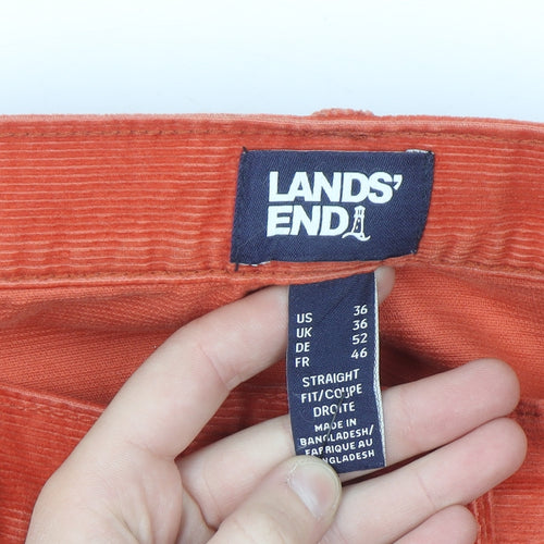 Lands' End Men's Orange Corduroy Straight Fit Trousers 36W
